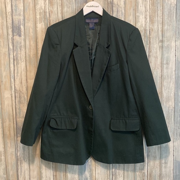 Herman Geist Hunter Green single button long blazer/Jacket | Size 14P | vintage - Picture 4 of 10